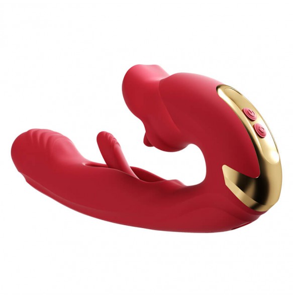 MizzZee - Lip Language Suction Tongue Lick Slap Vibrator (Chargeable - Red Rose)